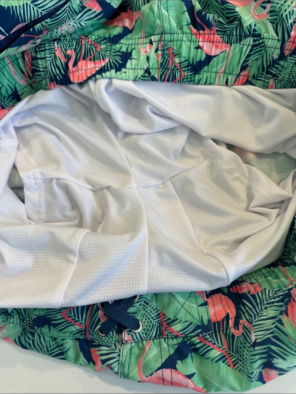RuggedButts‎ Flamingo Frenzy Mens Swim Trunks UPF 50 Navy Pink XXL NEW